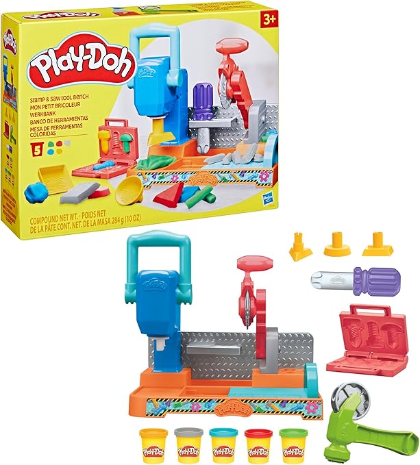 Juguetes Play Doh Juego de banco de herramientas de sello y sierra juguetes de construcción para niños y niñas de 3 años en adelante artes y manualidades para niños Juguetes | 978245DUA
